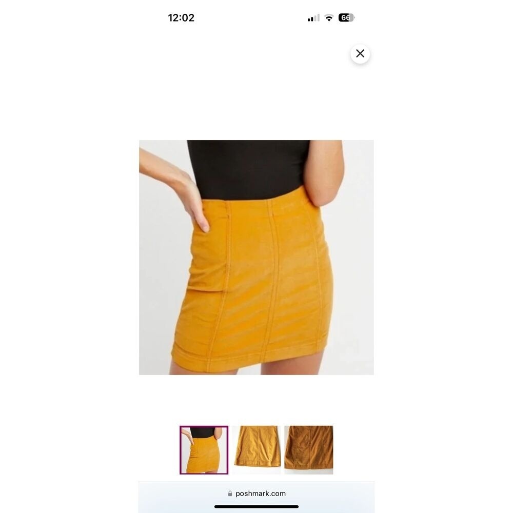 Free People Mustard Corduroy Mini High Waist A Line Skirt Size 4